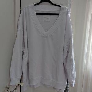 Aerie Vaca Everyday Raw Hem Oversized Women's V-Neck Sweatshirt
